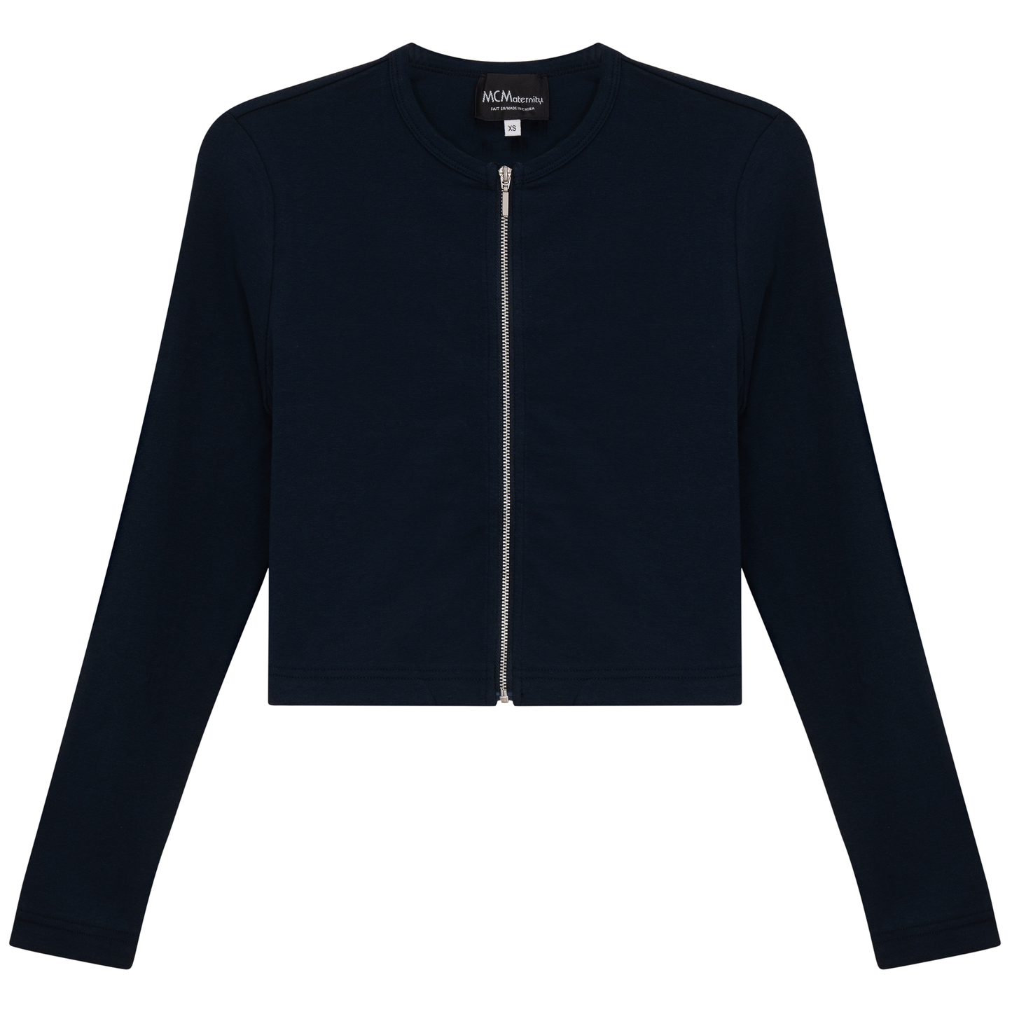 Maternity Ribbed Zip Cardigan Dark Denim