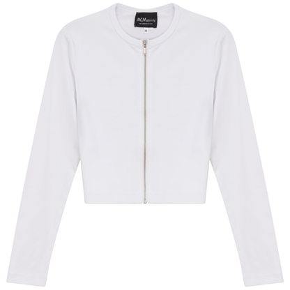 Maternity Ribbed Zip Cardigan White