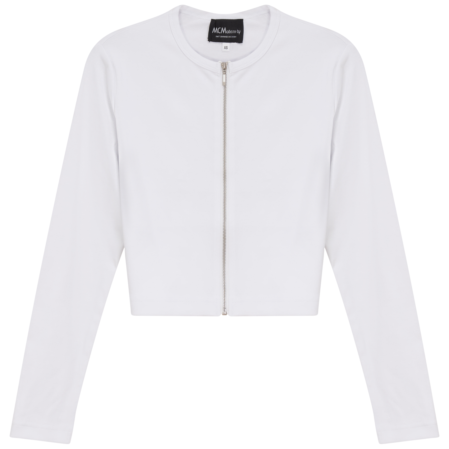 Maternity Ribbed Zip Cardigan White