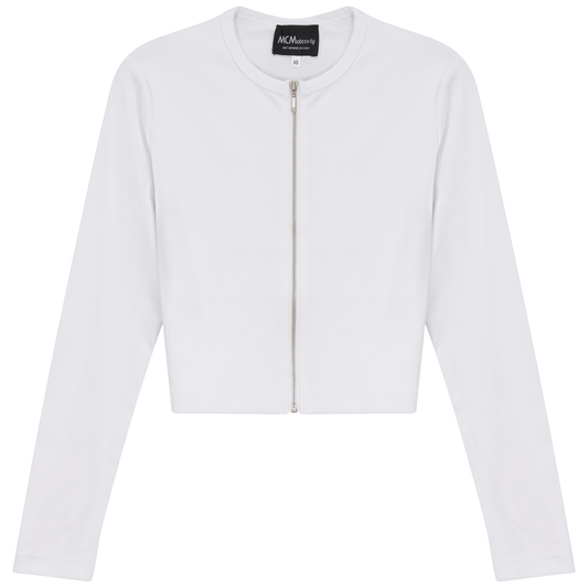 Maternity Ribbed Zip Cardigan White