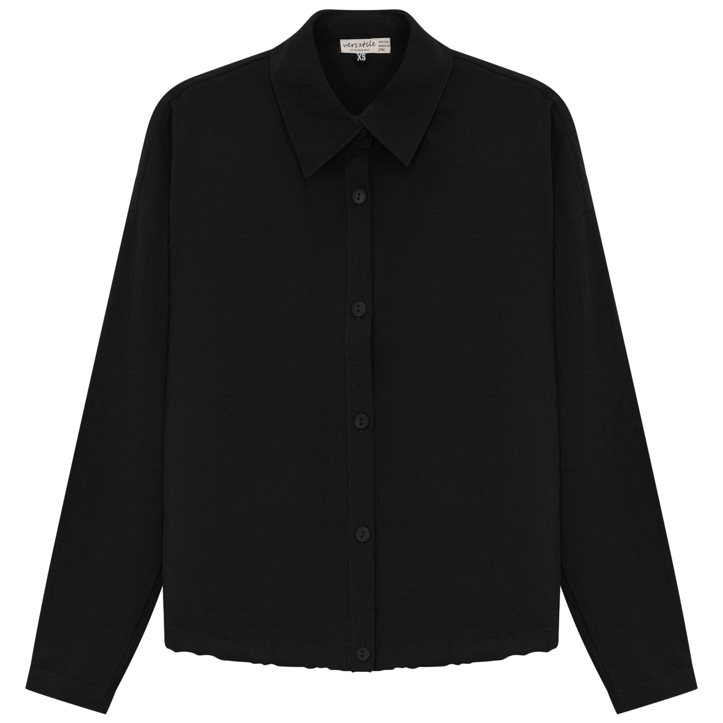 Maternity Cropped Copper Tencel Blouse Black