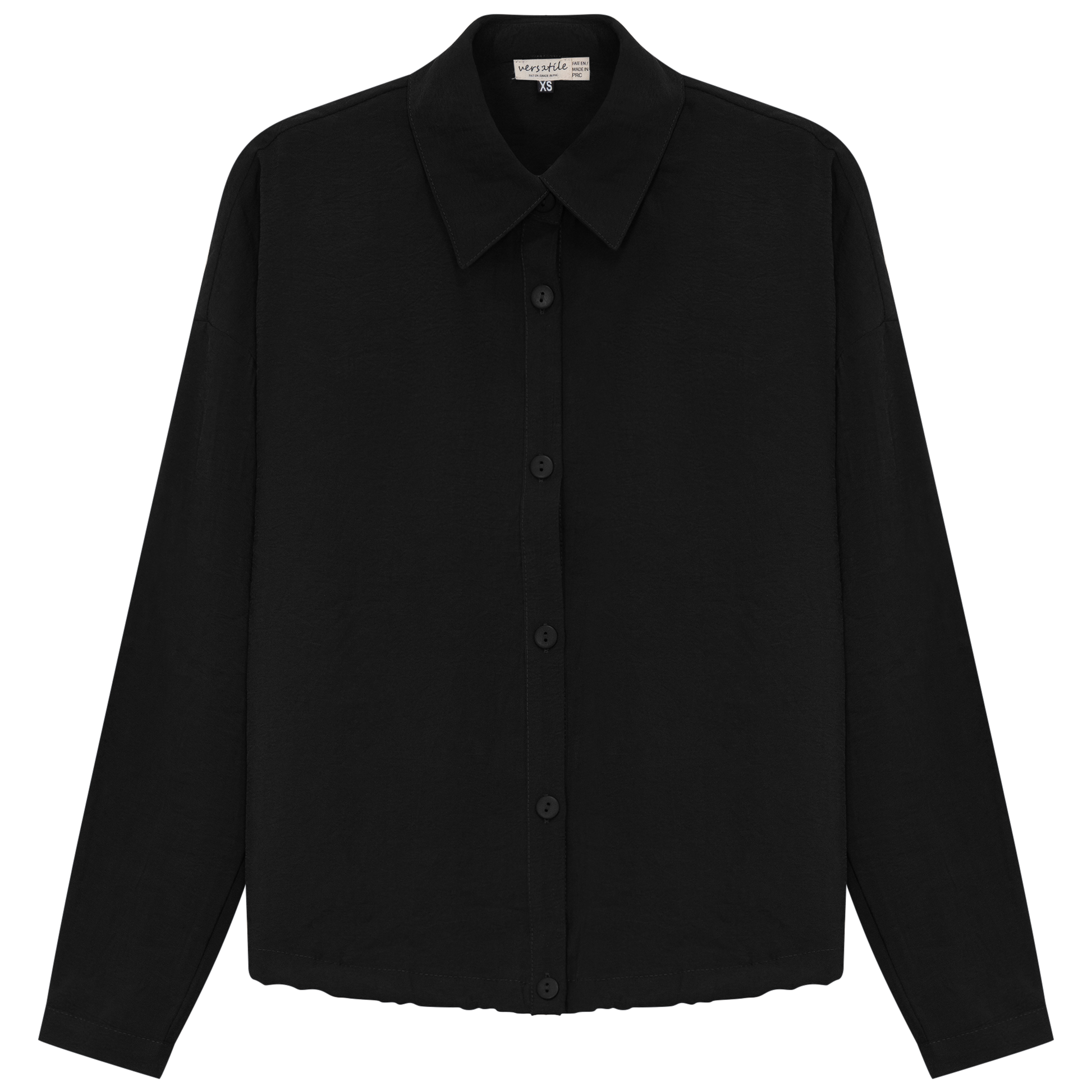 Maternity Cropped Copper Tencel Blouse Black