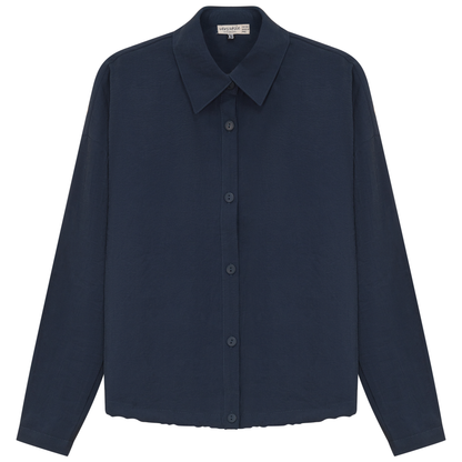 Maternity Cropped Copper Tencel Blouse Midnight Blue