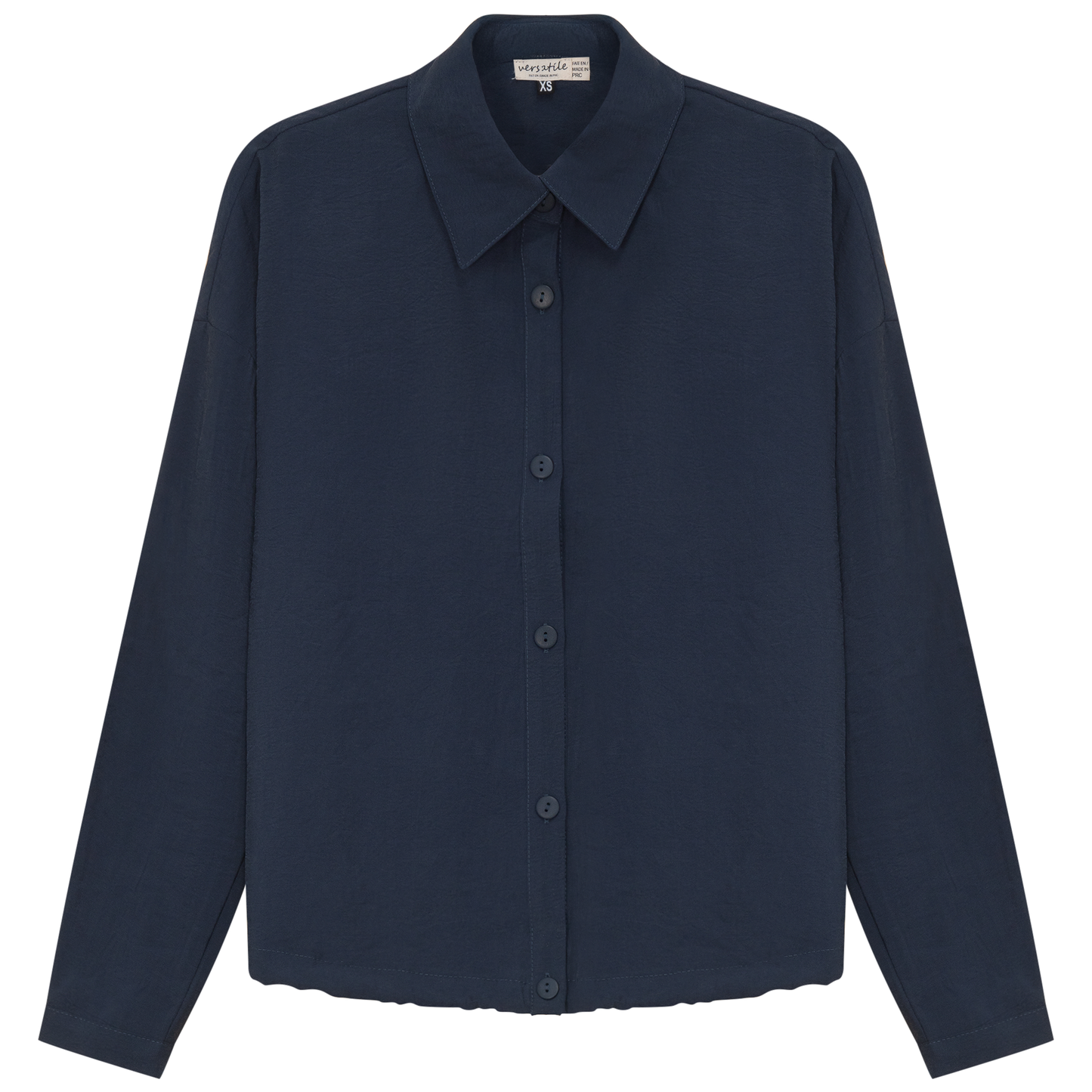 Maternity Cropped Copper Tencel Blouse Midnight Blue