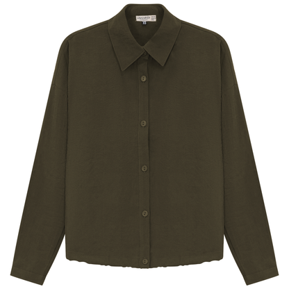 Maternity Cropped Copper Tencel Blouse Olive