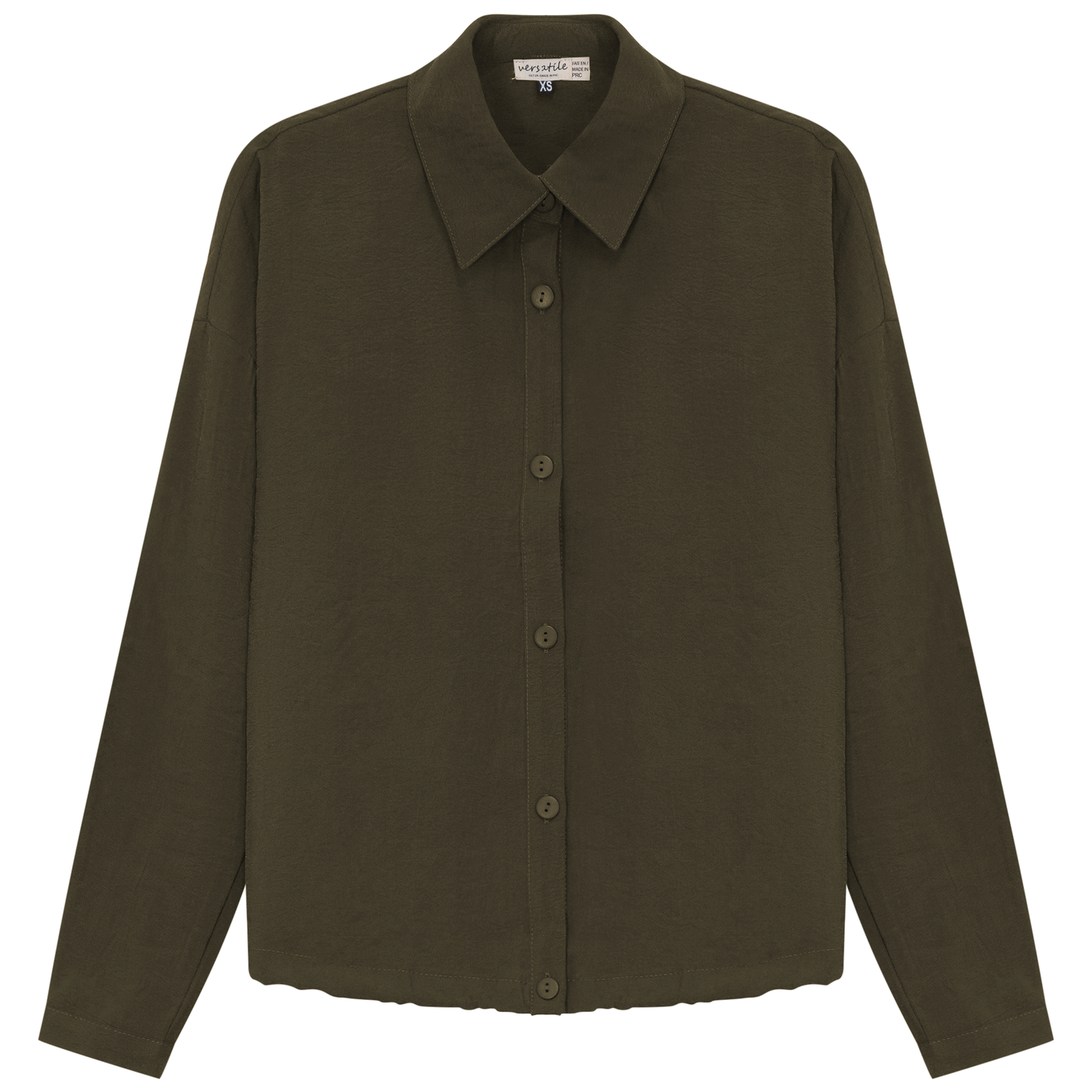 Maternity Cropped Copper Tencel Blouse Olive