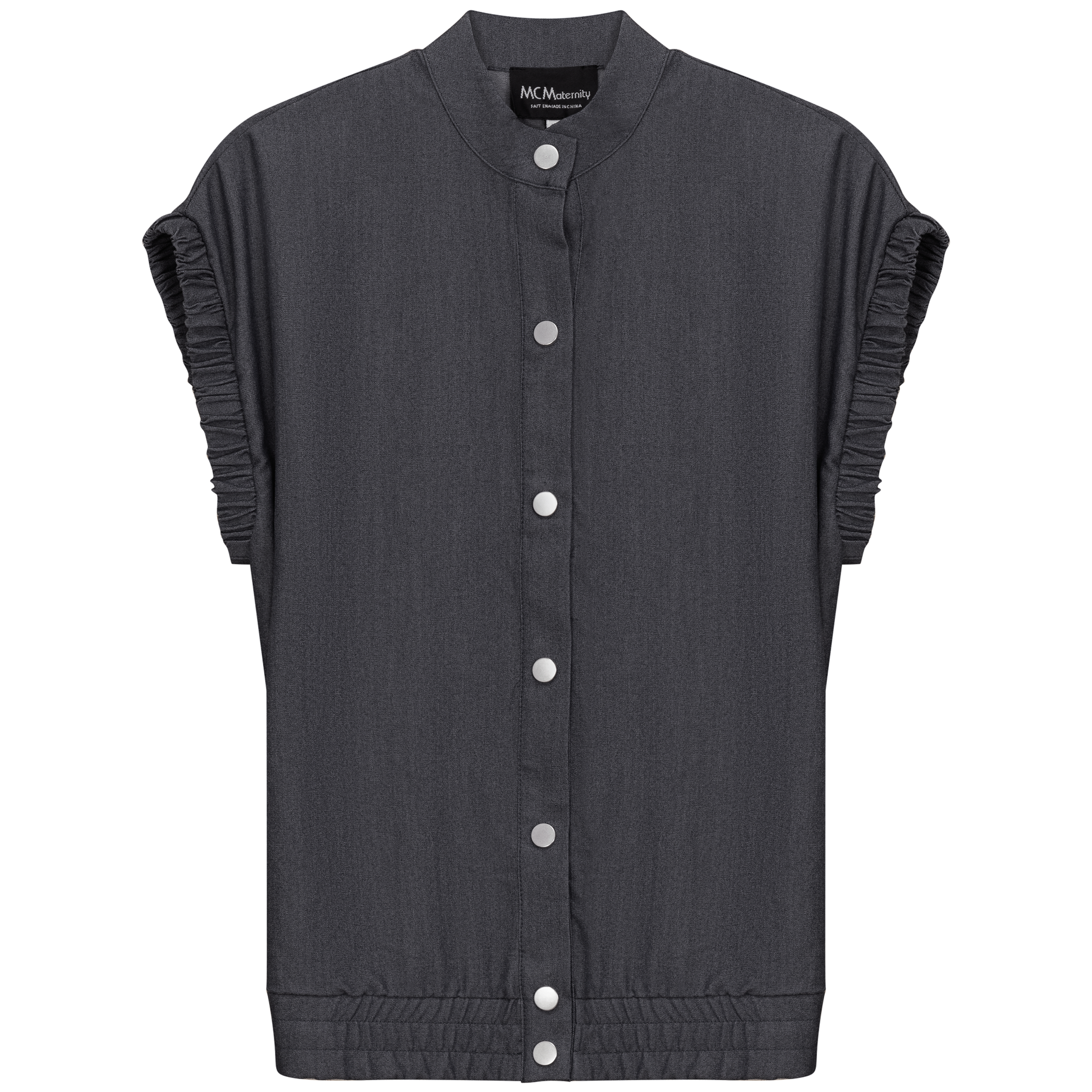 Maternity Denim Jacket Vest Black Denim