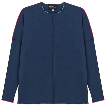 Maternity Contrast Stitch Top Dark Denim