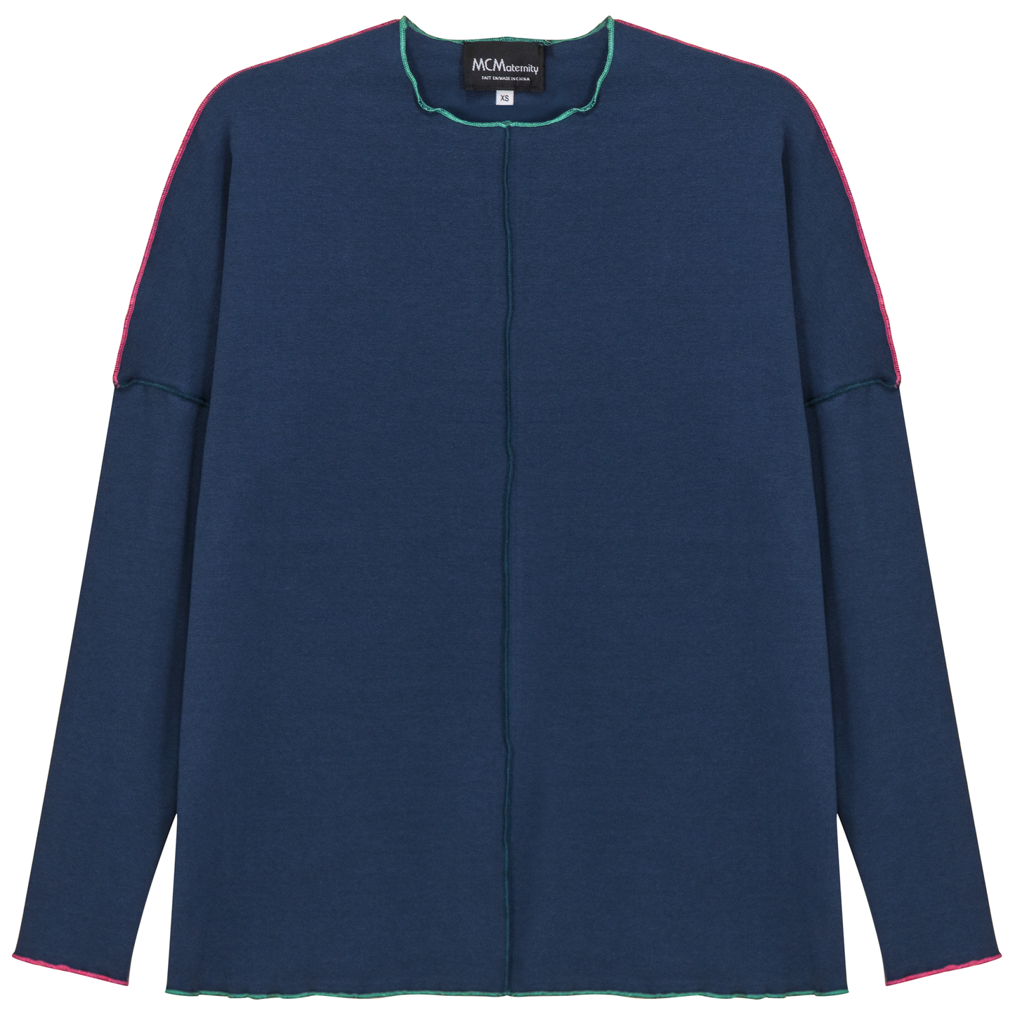 Maternity Contrast Stitch Top Dark Denim