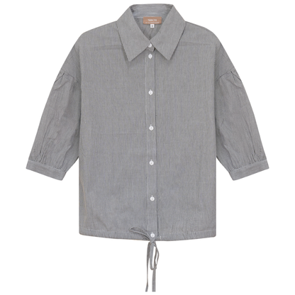 Maternity Striped Cropped Bungee Blouse Black White