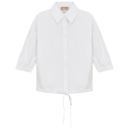 Maternity Striped Cropped Bungee Blouse White