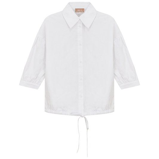 Maternity Striped Cropped Bungee Blouse White