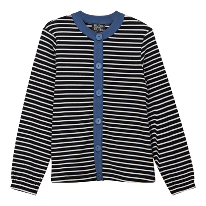 Maternity Striped Button Down Cardigan Black White