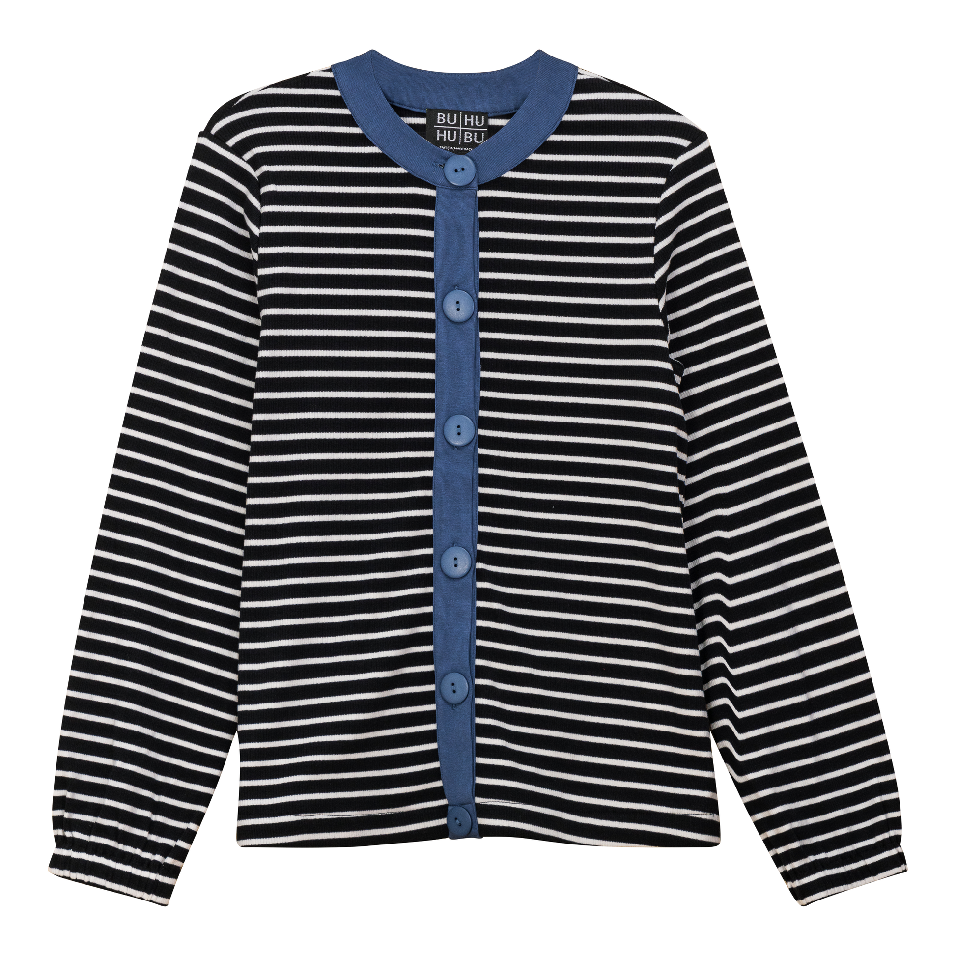 Maternity Striped Button Down Cardigan Black White