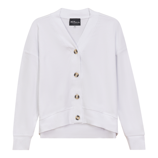 Maternity Drop Shoulder Cardigan White