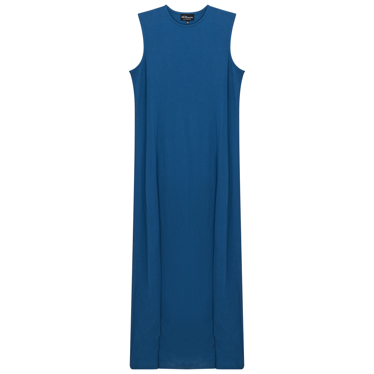 Maternity Ribbed Midi Dress Chambray