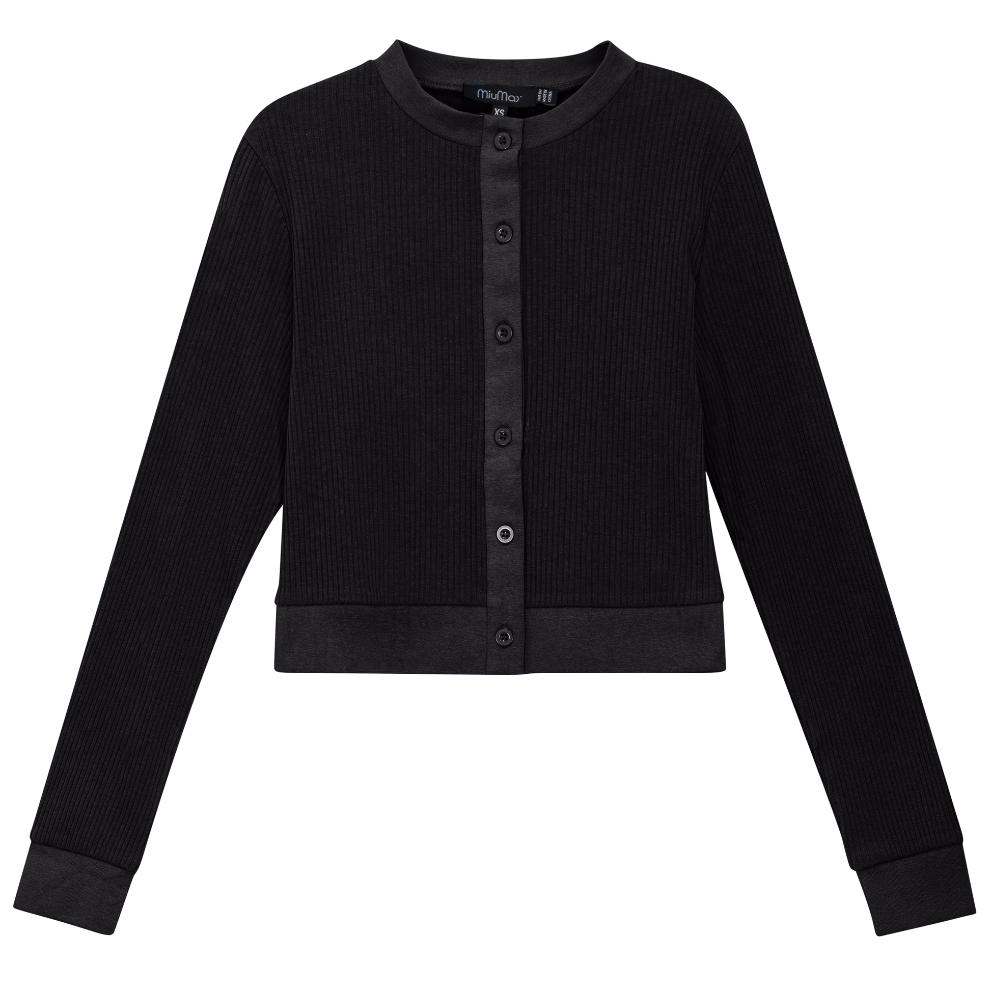 Maternity Ribbed Cropped Cardigan Black