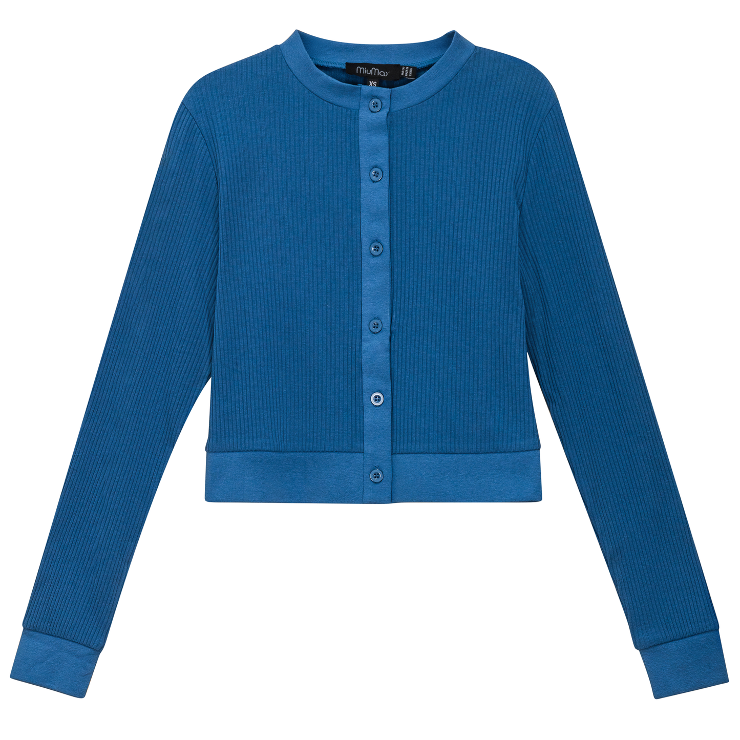 Maternity Ribbed Cropped Cardigan Chambray