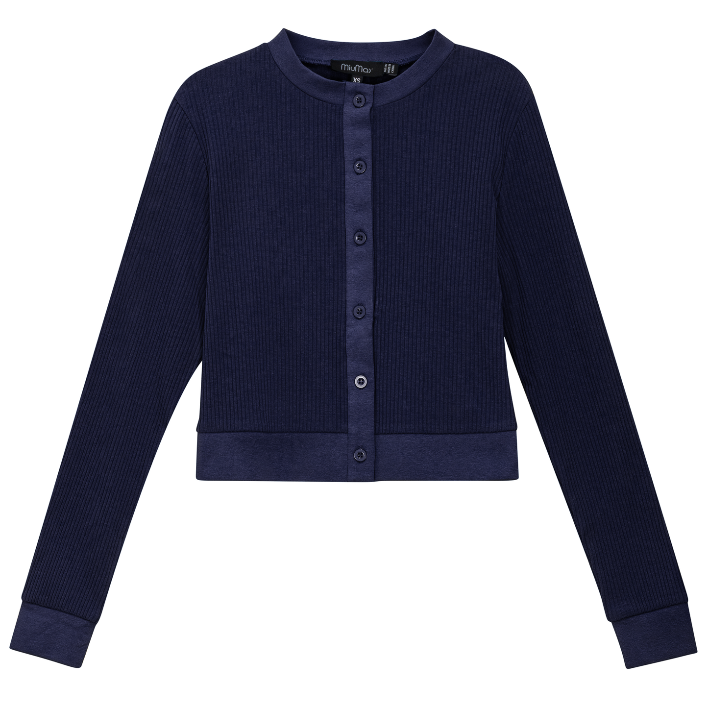 Maternity Ribbed Cropped Cardigan Dark Denim