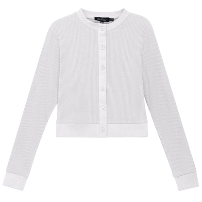 Maternity Ribbed Cropped Cardigan White