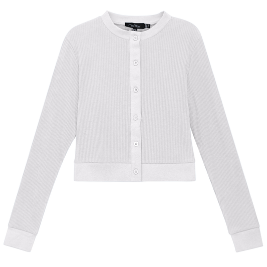 Maternity Ribbed Cropped Cardigan White