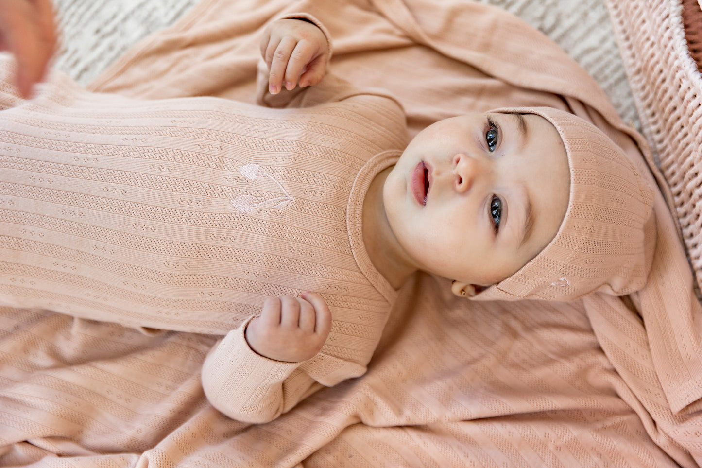 Embroidered Cherry Onesie with Hat