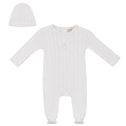 Embroidered Cherry Onesie with Hat White