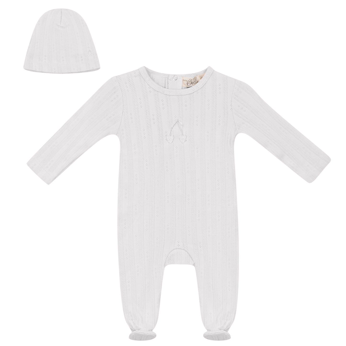 Embroidered Cherry Onesie with Hat White