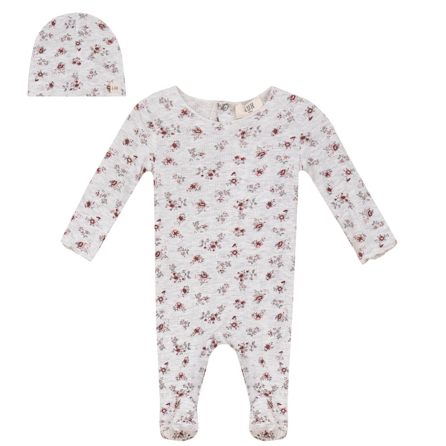 Floral Dream Onesie and Hat Grey Mix