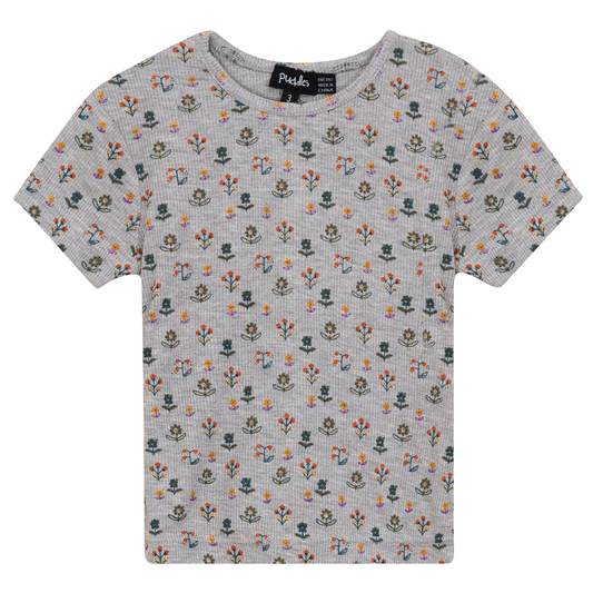 Floral Blossom Tshirt Grey Mix
