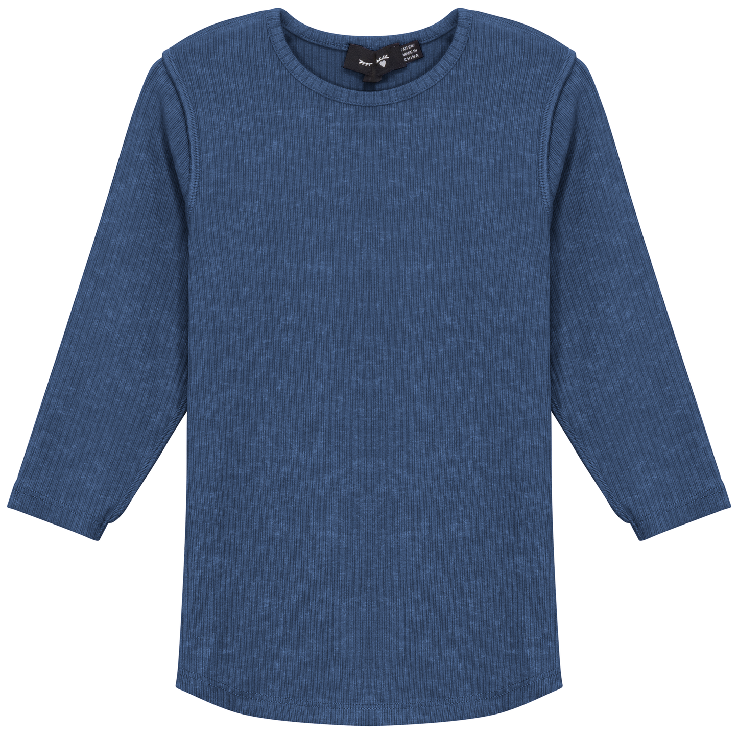 Distressed Rib Top Dark Denim