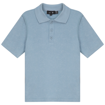 Distressed Short Polo Dusty Blue