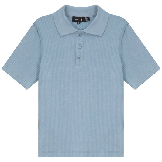 Distressed Short Polo Dusty Blue