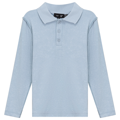 Distressed Long Polo Dusty Blue