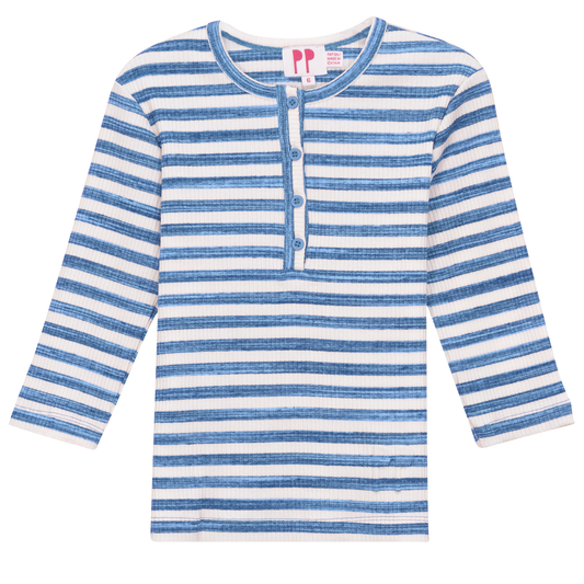 Stripped Henley Tshirt Light Blue