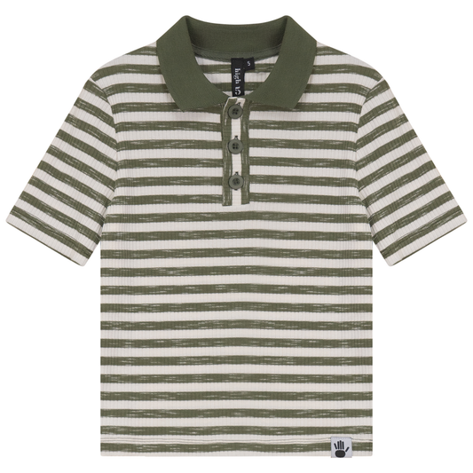 Mix Stripped Short Polo Olive