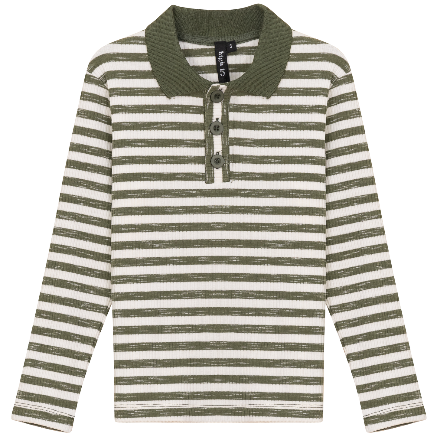 Mix Stripped Long Polo Olive