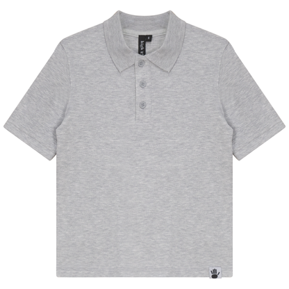 Mini Stripped Short Polo Grey Mix