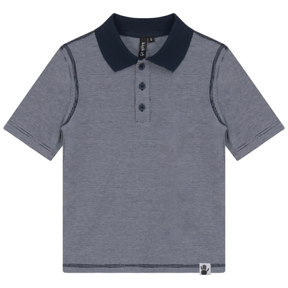 Mini Stripped Short Polo Navy