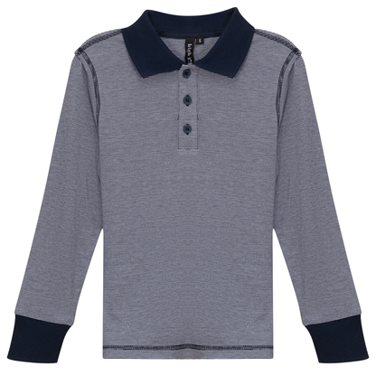 Mini Stripped Long Polo Navy
