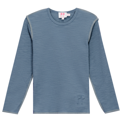 Heather Rib T-Shirt Blue