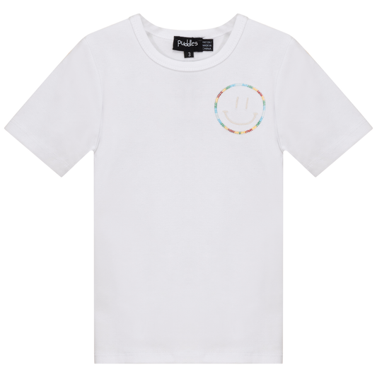 Smiley Embroidered T-Shirt White