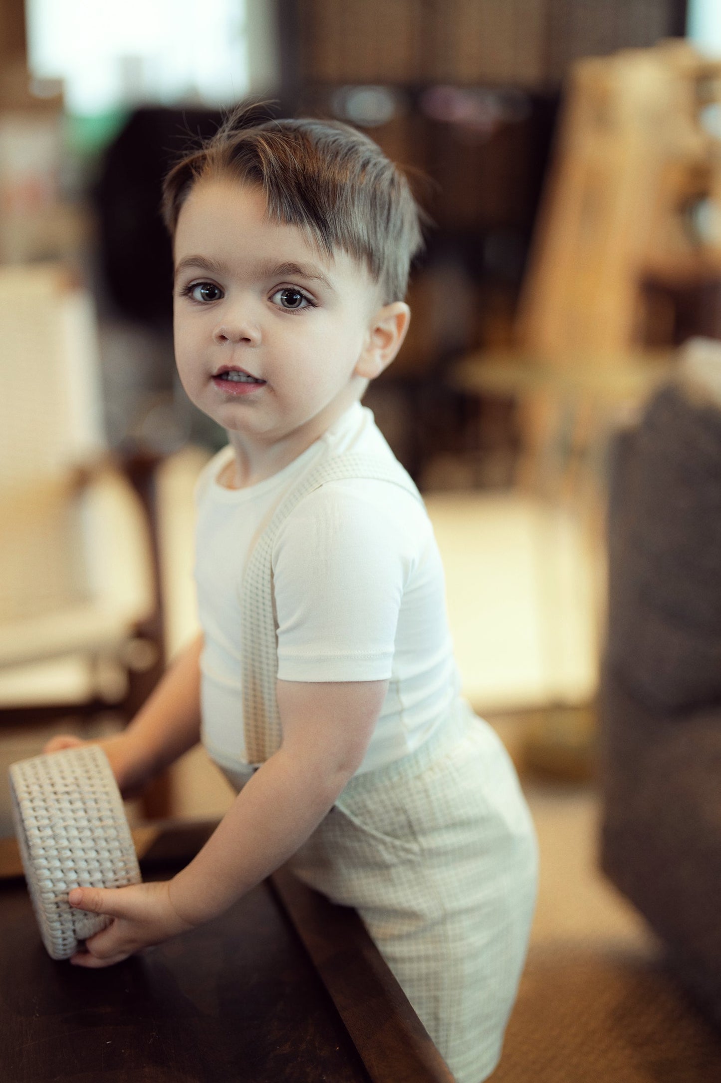 Woven Checkered Overall