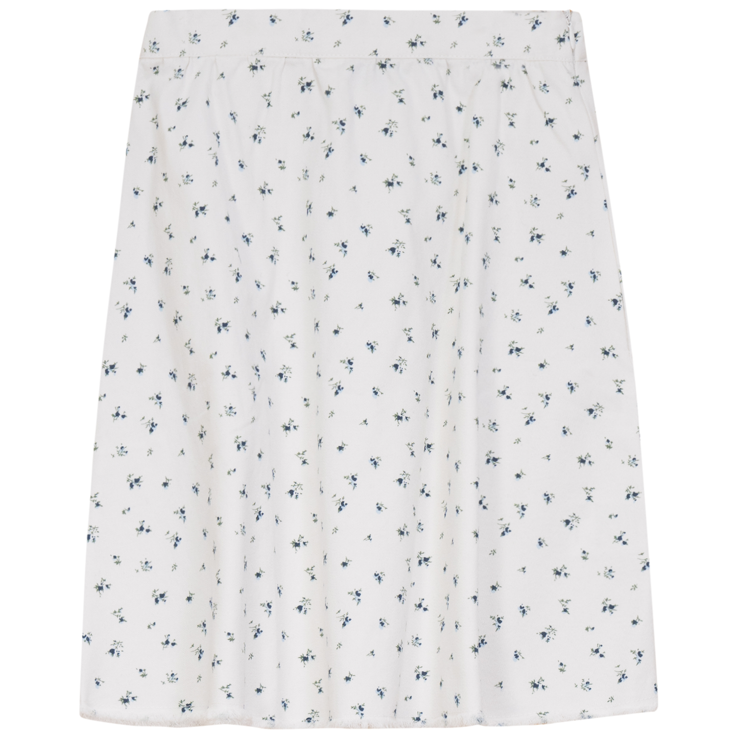 Floral Printed Denim Skirt Blue