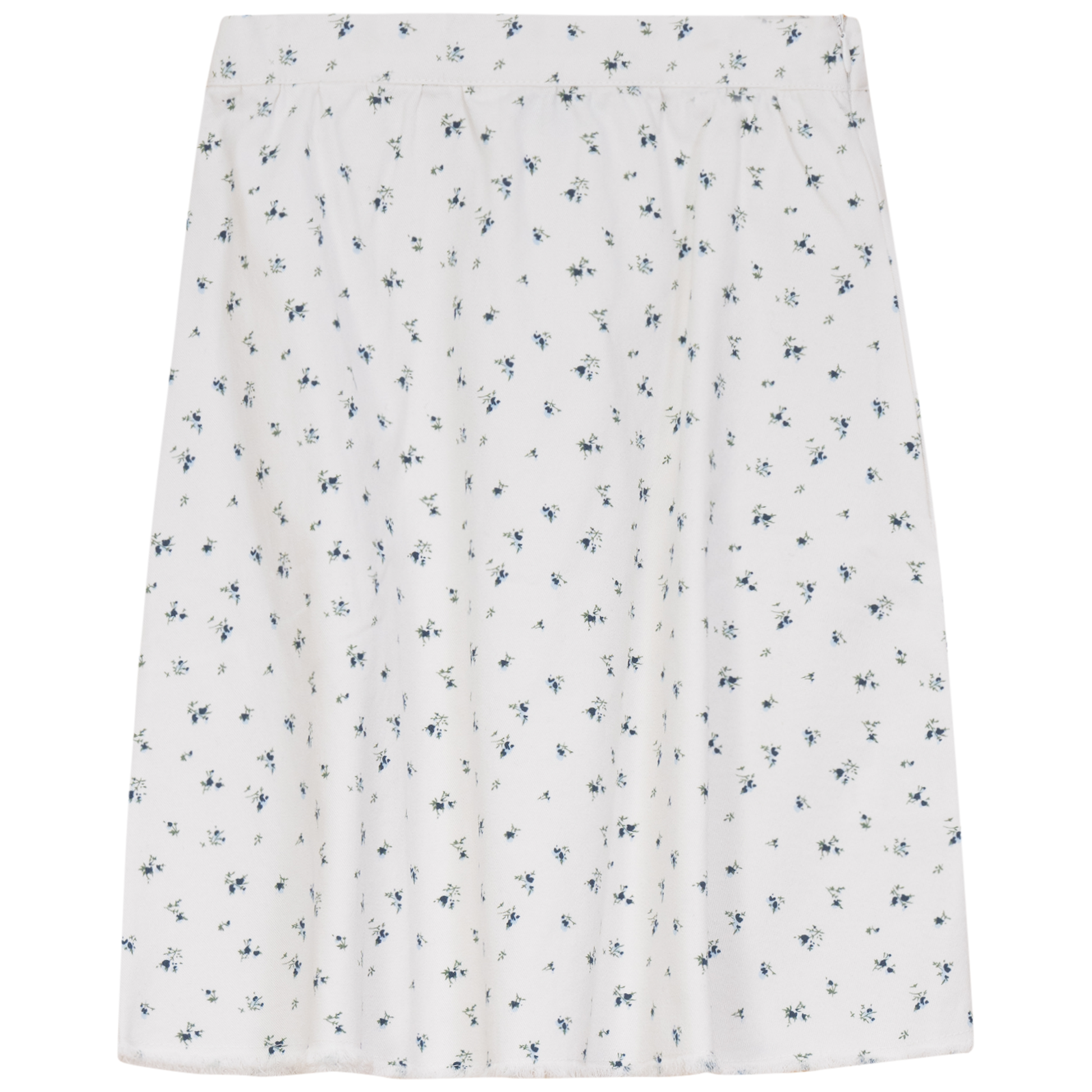 Floral Printed Denim Skirt Blue