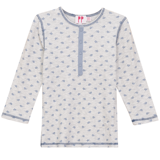 Ribbed Henley Tshirt Grey Mix