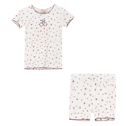 Cherry Print Shorts Set White