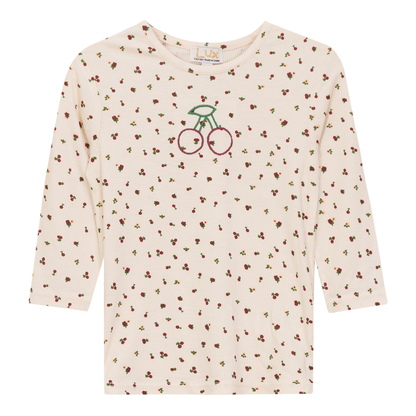 Cherry Print T-Shirt Beige