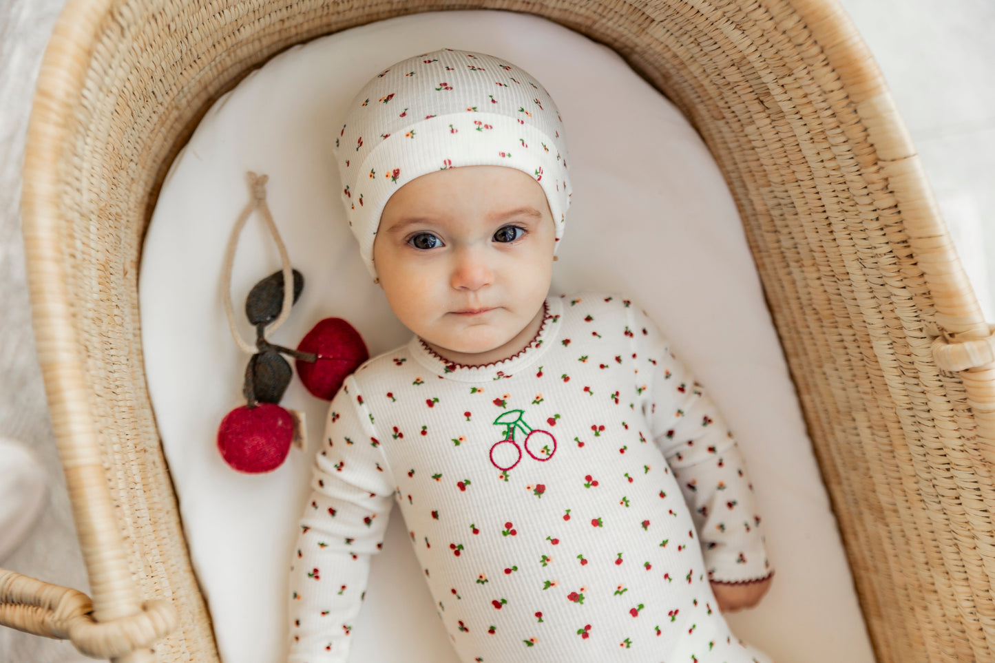Cherry Print Onesie with Hat