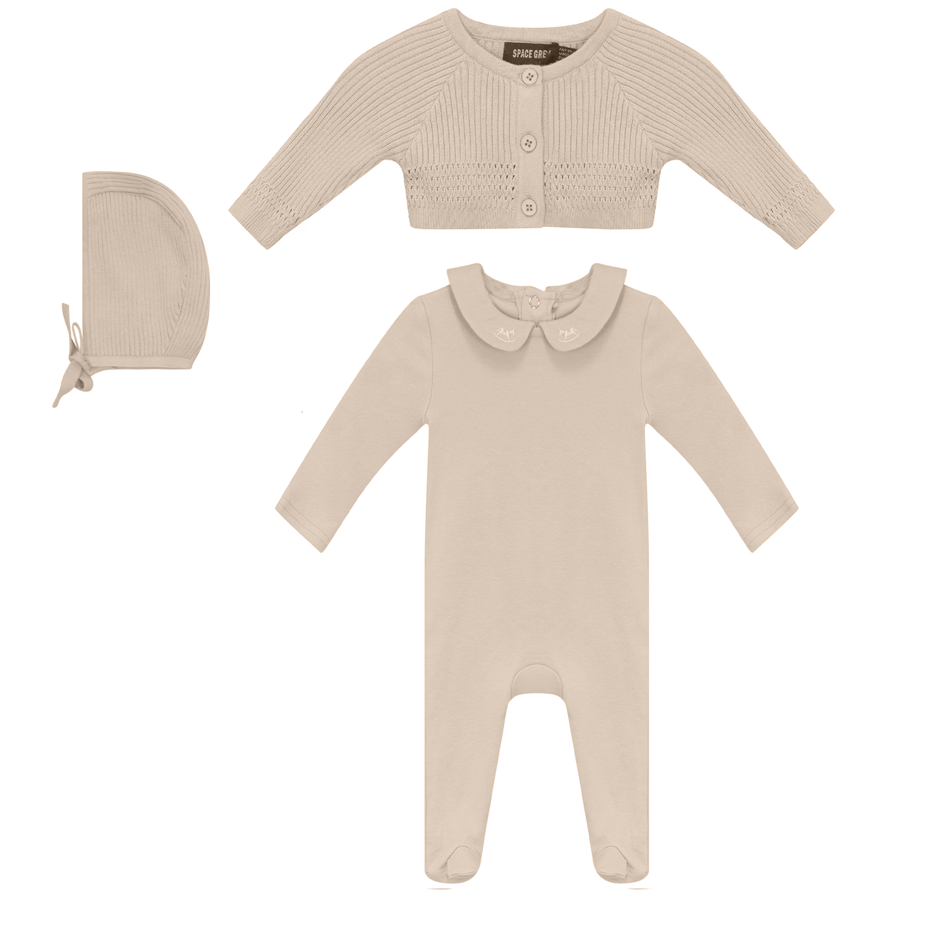 Onesie and Cardigan Set Dark Almond